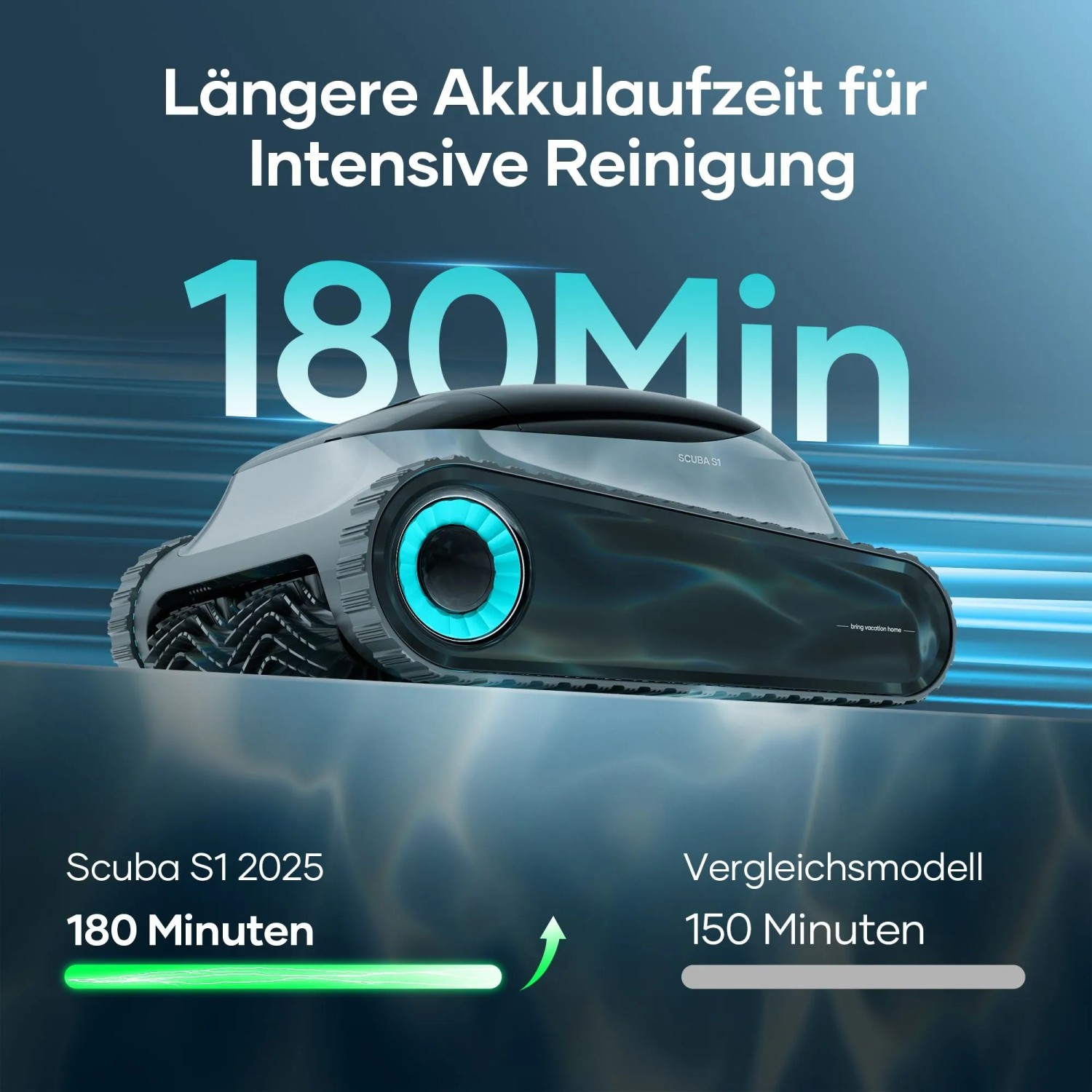 Poolroboter Scuba S12025 mit 180 Min. Akkulaufzeit für intensive Poolreinigung, kabellos.