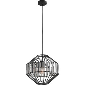 Schwarze Luce Design Pendelleuchte Opium mit Glasapplikationen für Wohn- und Schlafzimmer.