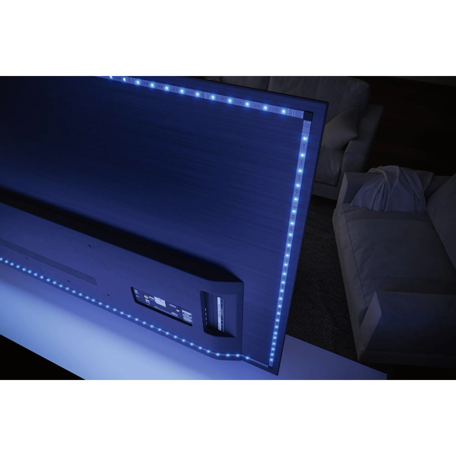 Paulmann MaxLED TV-Hintergrundbeleuchtung für 65 Zoll Fernseher mit blauen LED Streifen.