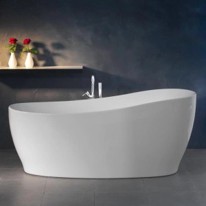 Freistehende Badewanne Aviva, 180x85 cm, in Weiß. Moderne Badewanne aus Acryl mit Armatur.