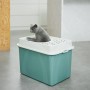 Rotho Katzentoilette Eco Berty, oben offen, Mistletoe Green, mit Katze.