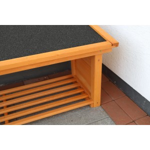 Schuhregal/Bank aus Kiefernholz, 119x45x50 cm, mit Ablage für Schuhe oder Holz.