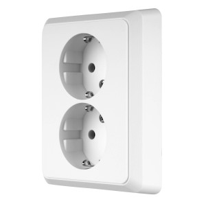 Weiße REV Ritter PrimaLuxe Doppel-Steckdose für Unterputzmontage.