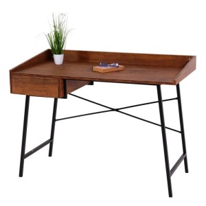 MCW Konsolentisch J97, brauner Wohnzimmertisch mit 3D-Struktur und Schublade.