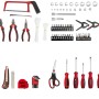 299-teiliger LUX Werkzeug-Trolley, schwarz-aluminium, mit Zangen, Schraubendrehern, Hammer, Säge, Bits, Wasserwaage u.v.m.