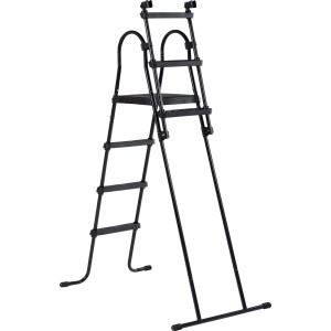 Schwarze EXIT Poolleiter für Pools mit 108-122 cm Rahmenhöhe, mit Handlauf und Anti-Rutsch-Sprossen.