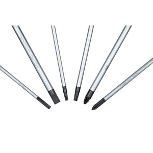 Bosch Professional Schraubendreher-Set, 6-teilig, mit Schlitz, Kreuzschlitz, Pozidriv und Torx Profilen.