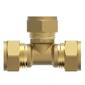 Kirchhoff T-Stück 18mm Klemmfitting aus Messing für Kupferrohr, blank.