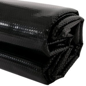 Gerollte, schwarze MCW Pool-Abdeckung (400µm) für runde Pools (3,66m).