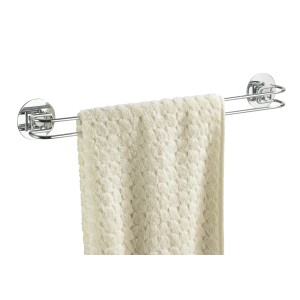 Wenko Handtuchstange TurboLoc, chromglänzend, mit Handtuch, zur Wandmontage ohne Bohren.