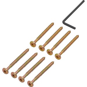 Montageset für Edgewood Gartenbank: Schrauben und Inbusschlüssel aus Stahl.