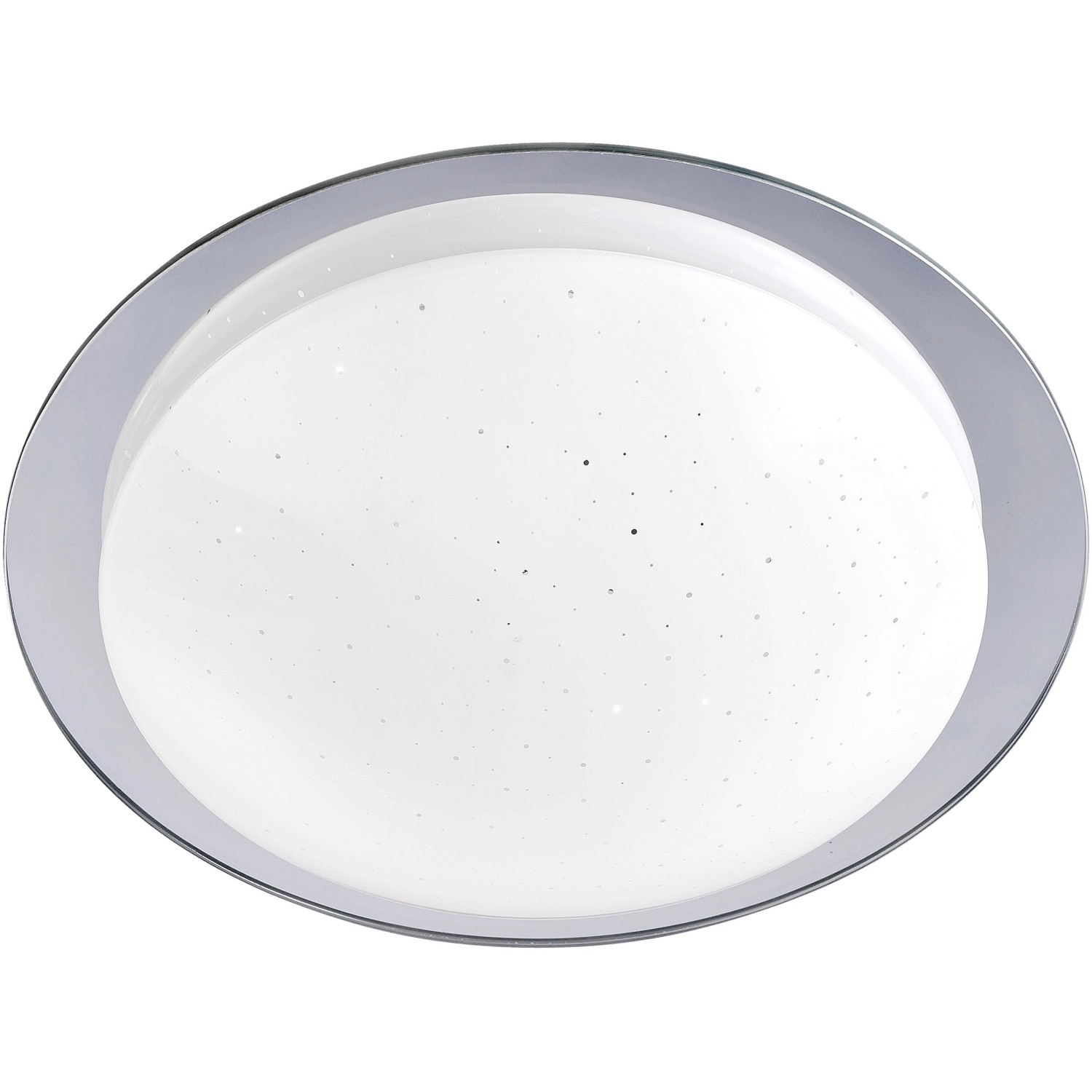 LED-Deckenleuchte Skyler Chrom, Ø 38cm, mit Sternenhimmel-Optik für stimmungsvolles Licht.