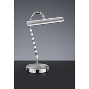 LED-Tischleuchte Curtis, Nickel matt, mit 4-fach Touchdimmer und flexiblem Arm.