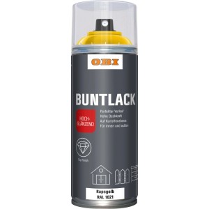 OBI Buntlack Spray RAL 1021 Rapsgelb hochglänzend, 400ml Dose.
