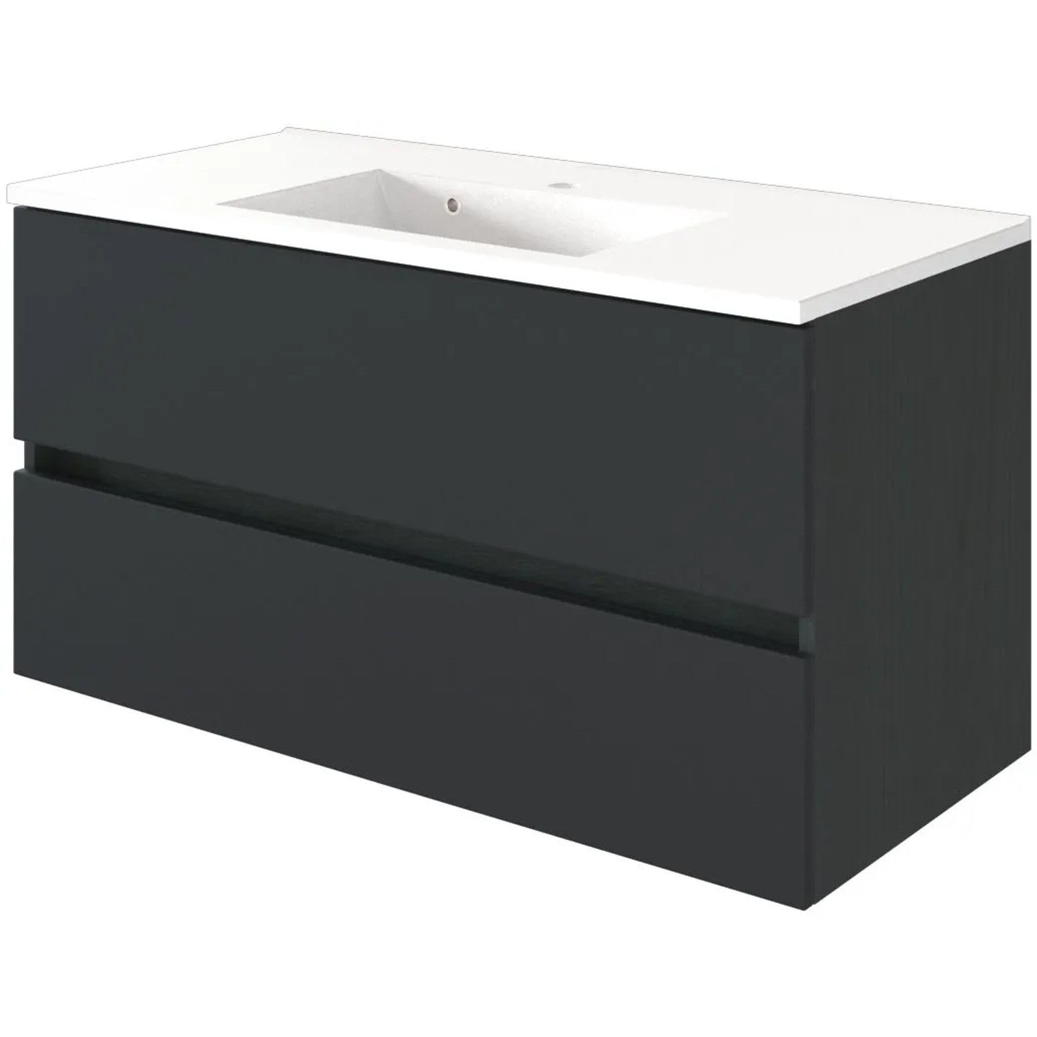 Held Möbel Waschtisch-Set Verona, 100 cm, matt Grau-Graphitgrau mit Mineralgussbecken.