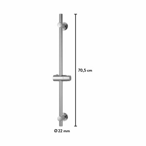 Verchromte baliv Brausestange DST-70.20, 70,5 cm, mit Brausehalter zur Wandmontage.