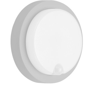 Telefunken LED-Außenleuchte Dortmund, silberfarbig, mit Bewegungsmelder. Runde Form.