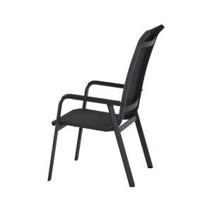 Anthrazitfarbener Siena Garden Stapelsessel Tesoro mit hoher Rückenlehne aus Aluminium und Textilgewebe.