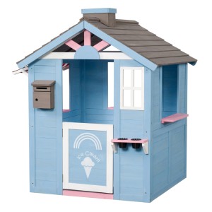 Blau-rosa Swing King Spielhaus Icecream aus FSC®-Holz, 136x120x108cm.