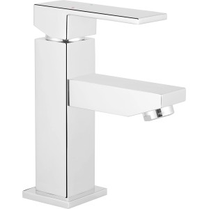 Moderne, eckige baliv Waschtischarmatur WT-5140 in Chrom für das Badezimmer.