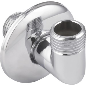 Verchromter Brausewandanschluss G 1/2 von baliv für Duschschlauchmontage im Badezimmer.