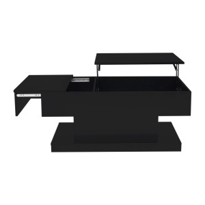 okwish Couchtisch mit Hydraulik Lift Tischblatt LED 100x50x45cm Schwarz