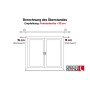 Diagramm zur Berechnung des Gardinenstangen-Überstands. Empfehlung: Fensterbreite + 30 cm, 15 cm seitlich. Deco-Raum.