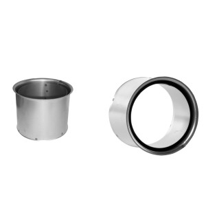 Bertrams Wandfutter doppelt Ø120 mm Blank Stahlgrau für 2 mm Ofenrohre & Bögen