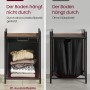 Vasagle Wäschesammler, braun-schwarz, mit Ablage. Vergleich: Boden mit/ohne Stützplatte.