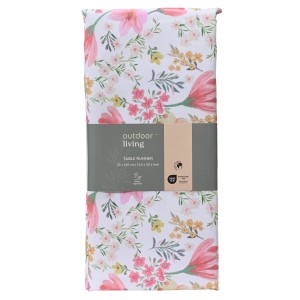 Bunter Tischläufer mit Blumenmuster, 32x140 cm, aus Polyester. Ideal für Tischdekorationen.