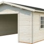 Palmako Holzgarage Roger, tauchgrundiert, 540x540cm, ohne Tor. Holzgarage mit Fenster und Tür.