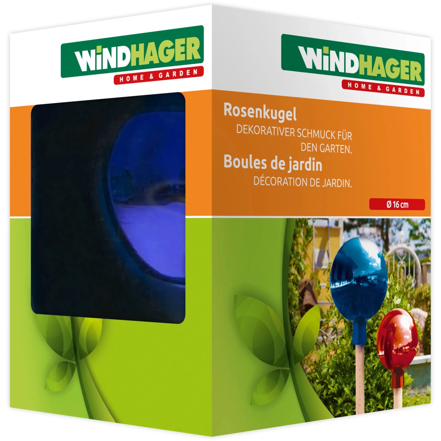 Windhager Rosenkugel Blau, Ø 16 cm, Gartendeko im Karton.