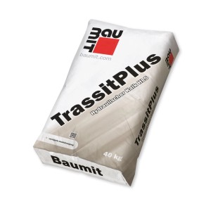 Weißer Sack Baumit TrassitPlus Grau 40 kg, hydraulisches Bindemittel mit Trasszusatz für Zemente, Kalke.