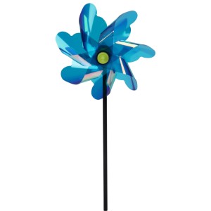 Blaues Windrad aus Kunststoff, 18x42 cm, Dekorative Gartenfigur.