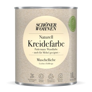 Schöner Wohnen Kreidefarbe Naturell Muschelliebe, 1 Liter Dose, helle Wandfarbe.