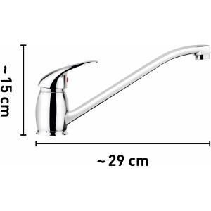 Chromfarbene baliv Niederdruck Küchenarmatur KI-5010 N mit schwenkbarem Auslauf.