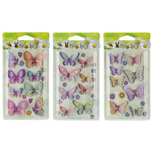 3D-Sticker Schmetterlinge und Blumen, bunt, 15 Stück, 3-fach sortiert für Ostern.
