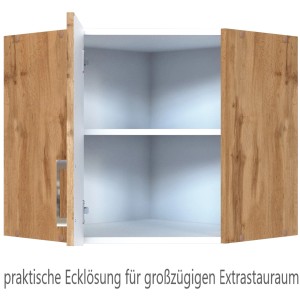 Held Möbel Eckhängeschrank Sorrento in Wotaneiche, Küchen-Eckschrank mit Einlegeboden.