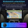 Junsun Autoradio im Skoda Yeti: Display zeigt Rückfahrkamera-Ansicht mit dynamischen Parklinien. Autoelektrik.