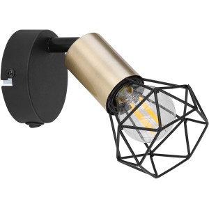 Globo Spot Xara I, 1-flammig, altmessingfarben und schwarz, mit Metallgitterschirm.