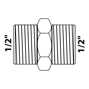 Chromfarbener Kirchhoff Doppelnippel 21 mm (1/2 AG) für Gewindefittings.