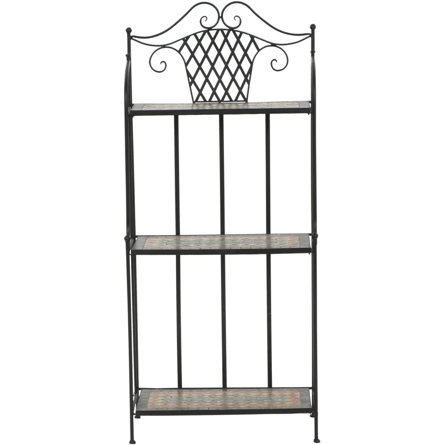 Schwarzes Siena Garden Regal Prato mit drei Mosaik-Regalböden, 63x29x142 cm.