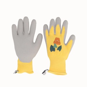 Gelbe Blackfox Kinderhandschuhe Bonsai Gr. 4 für Gartenarbeit und Basteln.