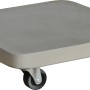 Quadratischer Pflanzroller aus Leichtzement in Natur mit 4 Rollen für einfaches Umstellen.