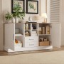 okwish Sideboard mit 2 Türen 2 Schubladen Wohnzimmer 140x40x79cm Weiß_4