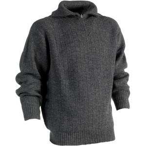 Grauer Herock Pullover Njord XXXL aus Rippstrick mit kurzem Reißverschluss für Arbeitskleidung.