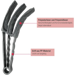 Gardinia Reinigungsbürste, 20x8 cm, grau, für Jalousien, mit Mikrofaser-Schwamm.