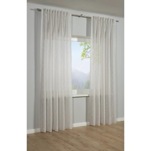 Bennetti Schal mit Muschelmuster in Natur, halbtransparenter Fenstervorhang mit Gardinenband.