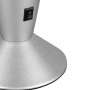 Detailansicht der silbernen Metallbasis und des schwarzen Schalters der Reality LED-Lavaleuchte Vesuv Tischlampe.