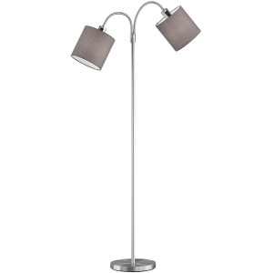 Fischer & Honsel Stehleuchte Cozy 2-flammig Nickelfarben/Grau